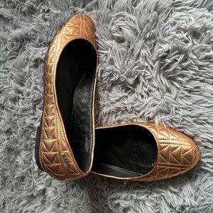 Karl Lagerfeld Gold Quilted Flats
